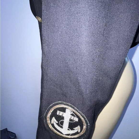 Vintage Karen chic Life Style cropped military style blazer anchor patch size 14 - Picture 5 of 7